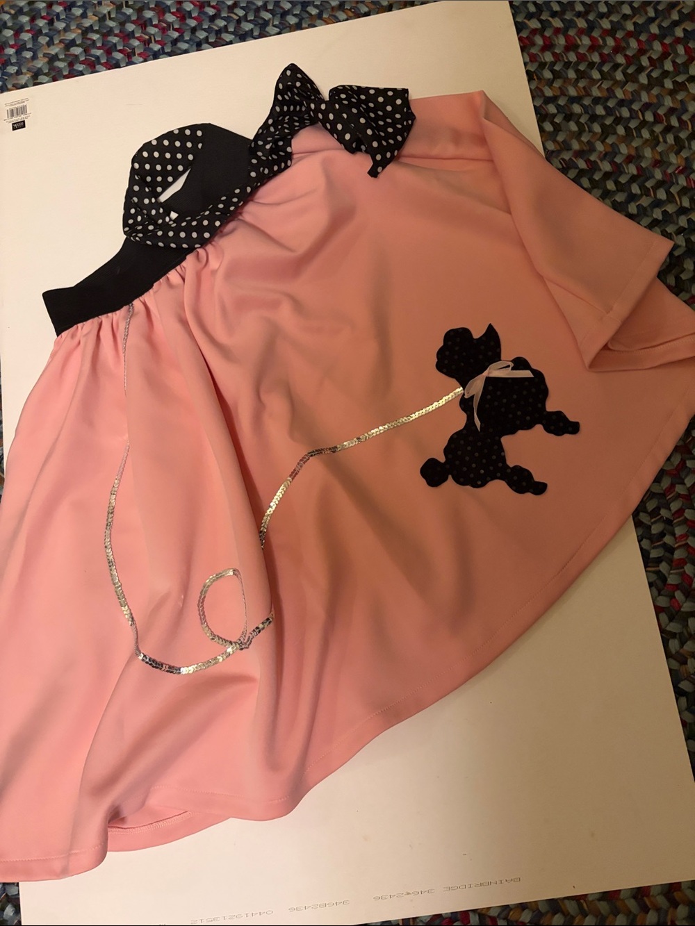 Sequin Pink Poodle Skirt with Black Polka scarf